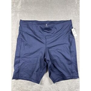 NWT Ideology Plus Size Women's Pull On Stretch Pocket Bike Shorts Navy 3XL